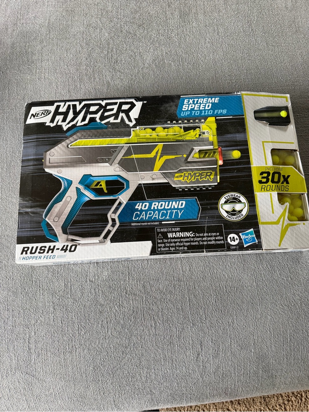 Nerf Hyper Rush-40 Blaster in Yellow, Blue and Gray